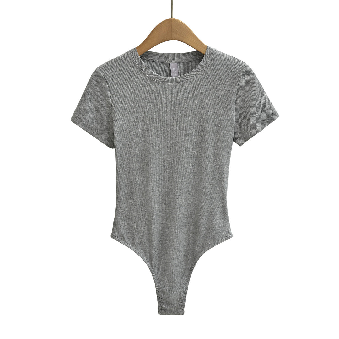 Dame figurnær Bodysuit i høj kvalitet rib-stof med kort ærme Stilla