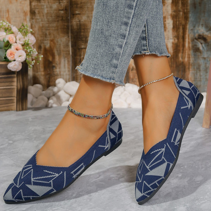 Dame elegante ballerinas med geometrisk mønster og skridsikker sål Stilla