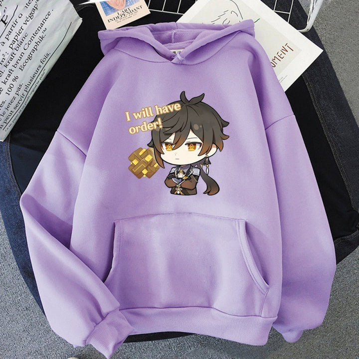 Kvinders hoodie med sød anime design og behagelig pasform Skovae