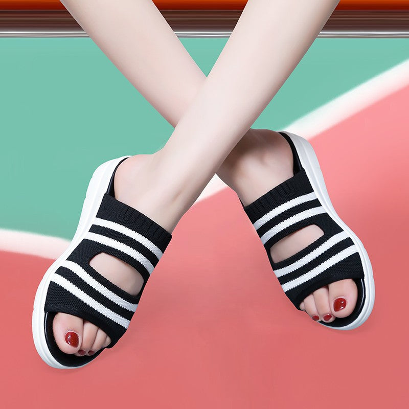 Dame Sporty Slip-On Sandaler med åndbar overfladestruktur Stilla