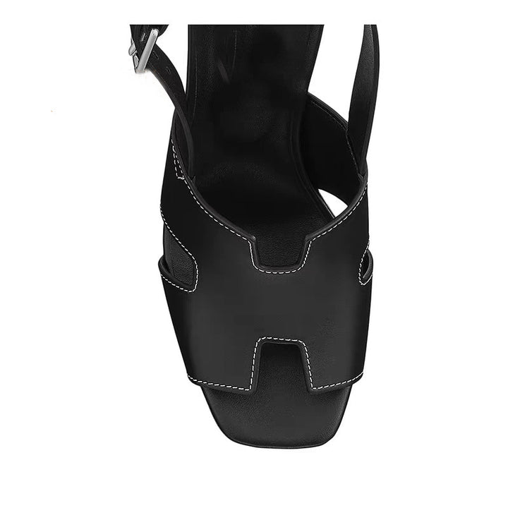 Dame Chunky Hælet Slingback Sandaler med Cut-Out Design Stilla