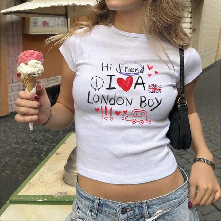 Dame T-shirt med kunstnerisk kattemotiv Skovae