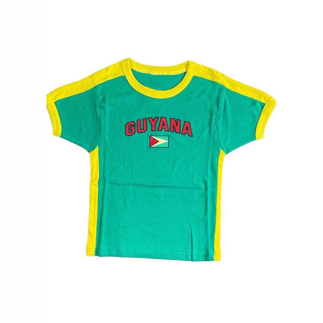 Dame T-shirt med kulturelt tryk og flagmotiv Skovae