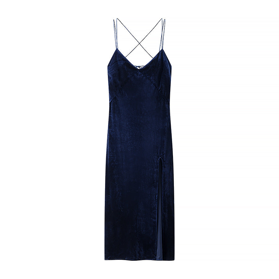 Dame Satin Maxikjole med justerbare stropper og elegant draperingsdesign Stilla