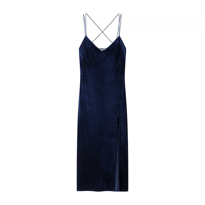 Dame Satin Maxikjole med justerbare stropper og elegant draperingsdesign Stilla