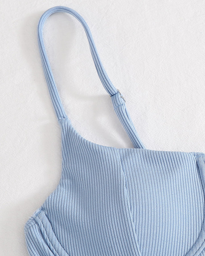 Dame Push-Up-Bikini med elegant ribbet design Skovae