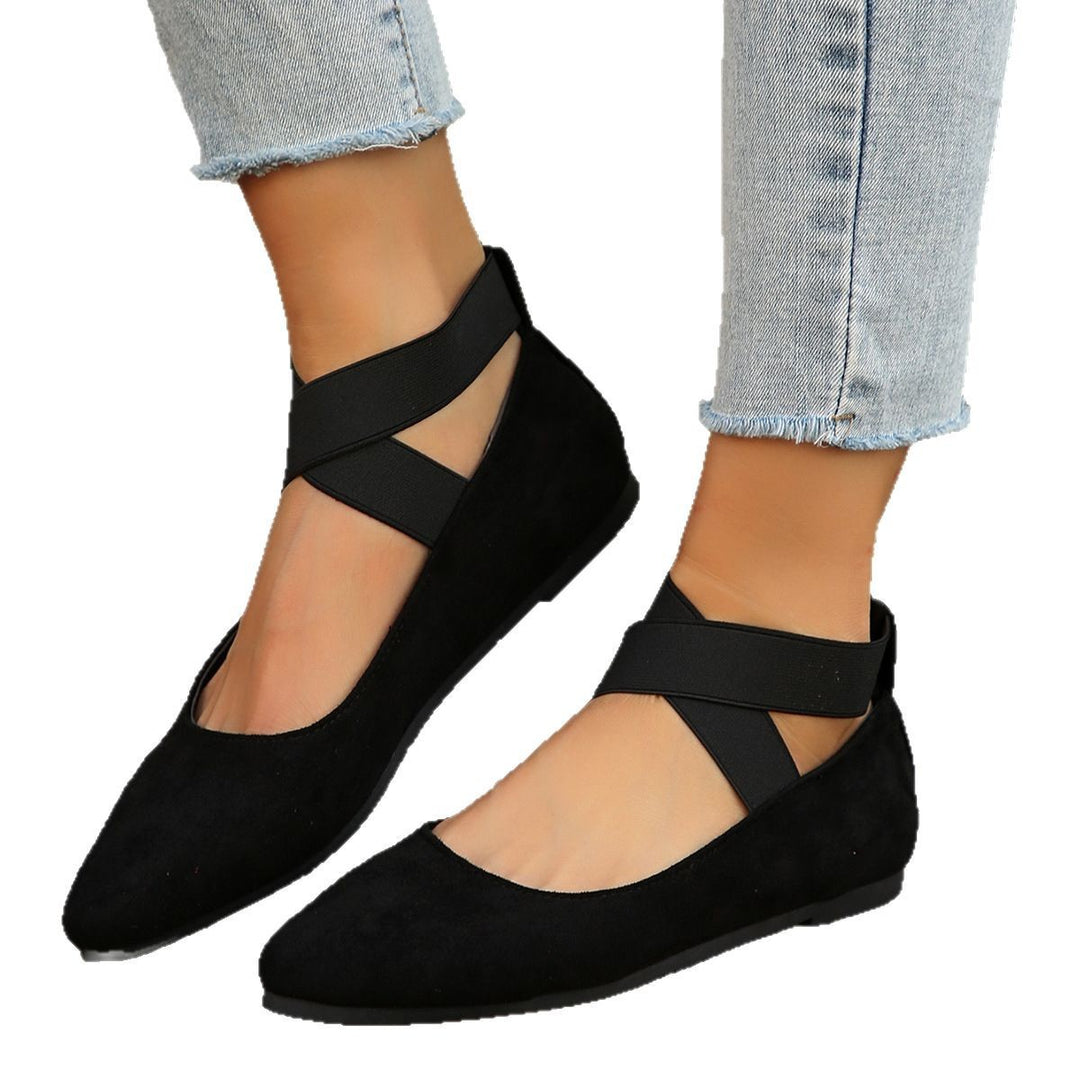 Dame spids Ballerinaer med elastisk rem Stilla