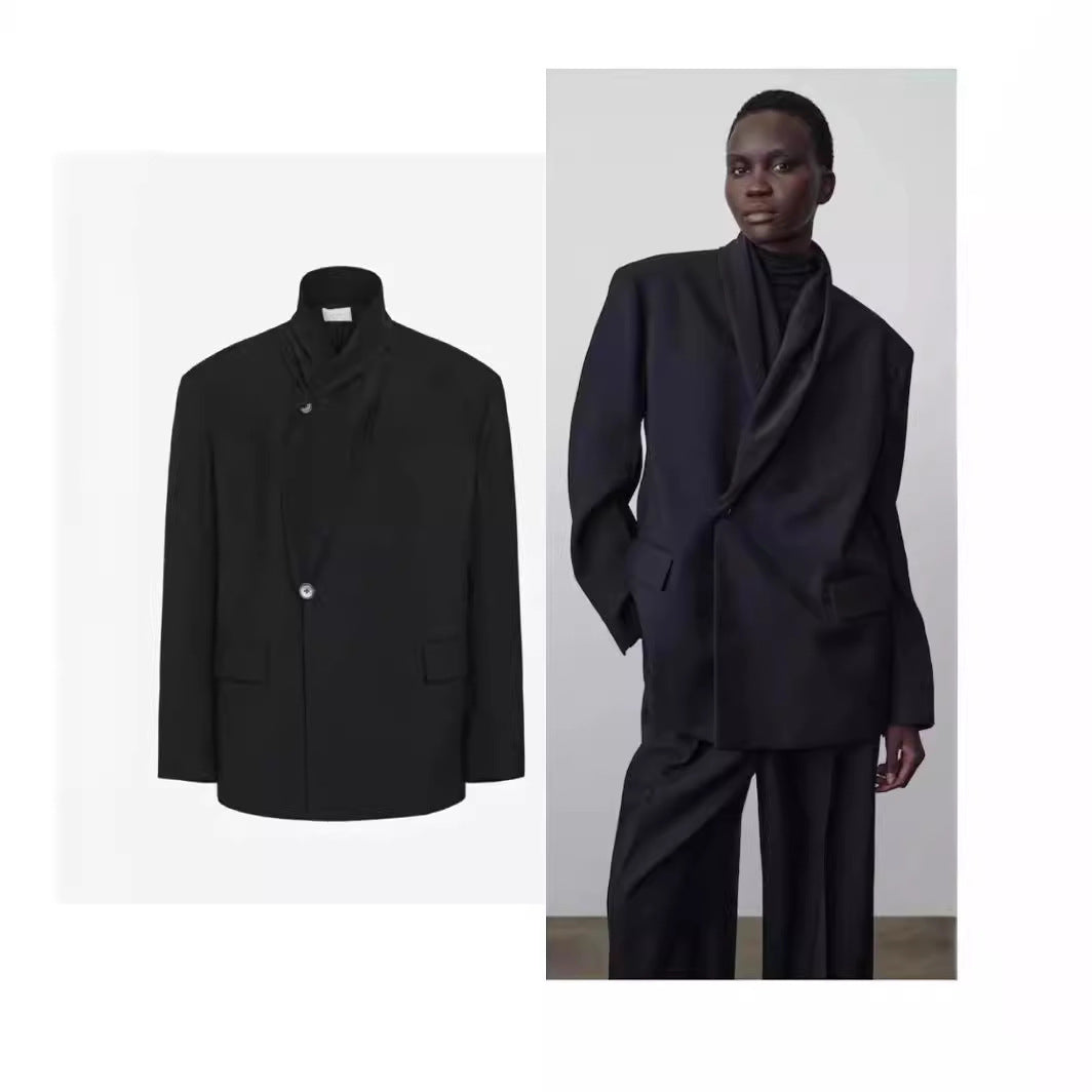 Kvinders Moderen Oversize Blazer med Draperet Front Stilla