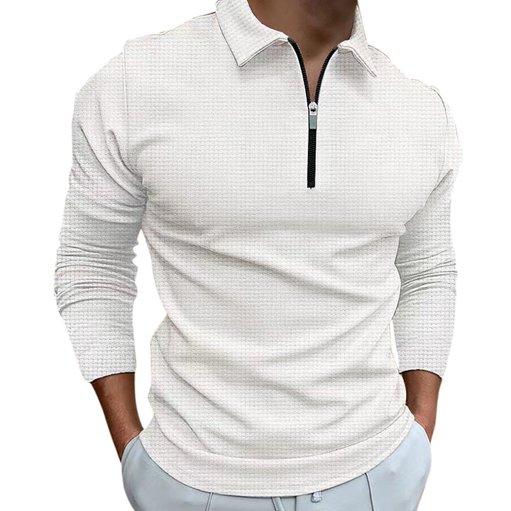 Herrer Polo-Shirt med lynlås og struktureret design Stilla