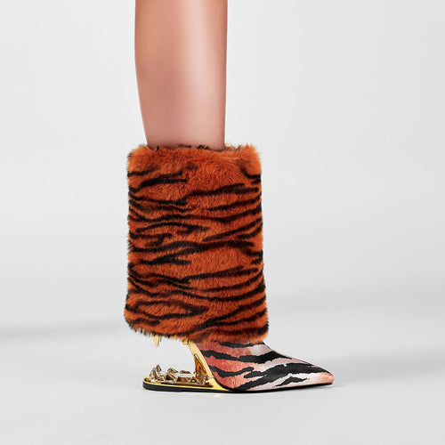 Femme Fashion-Forward Tiger Print Støvler Stilla