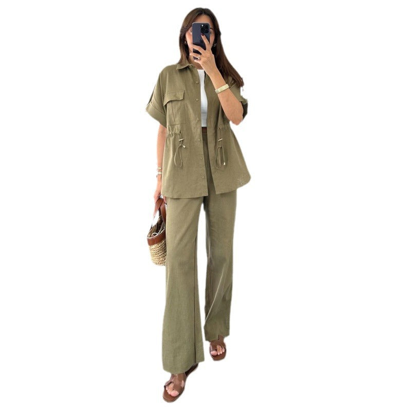 Dame stilfuldt linned-outfit Stilla