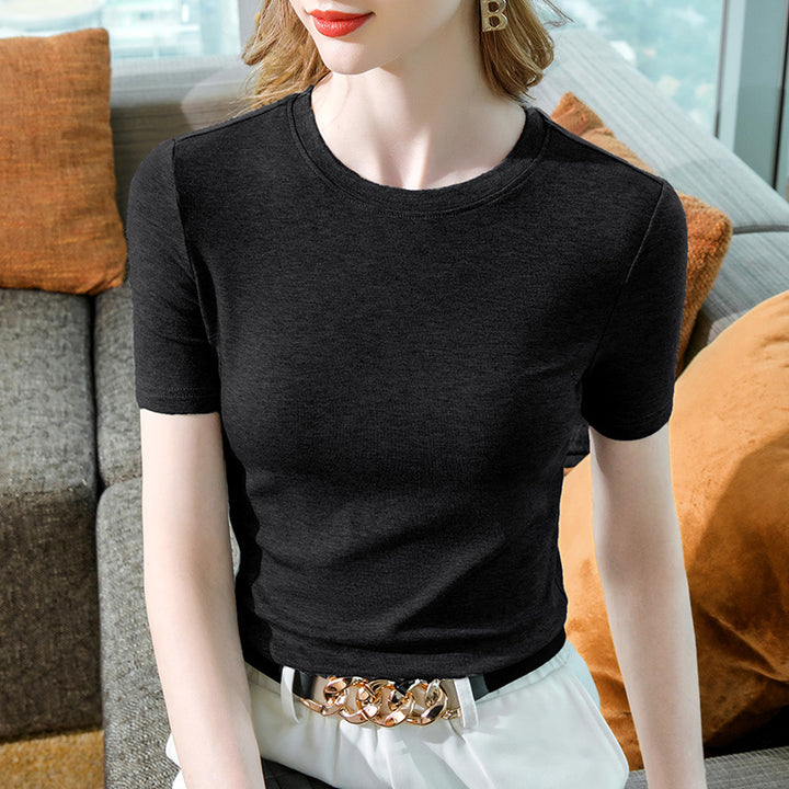 Dame Plejevenligt Krop-Basics T-shirt med elastisk snit Stilla
