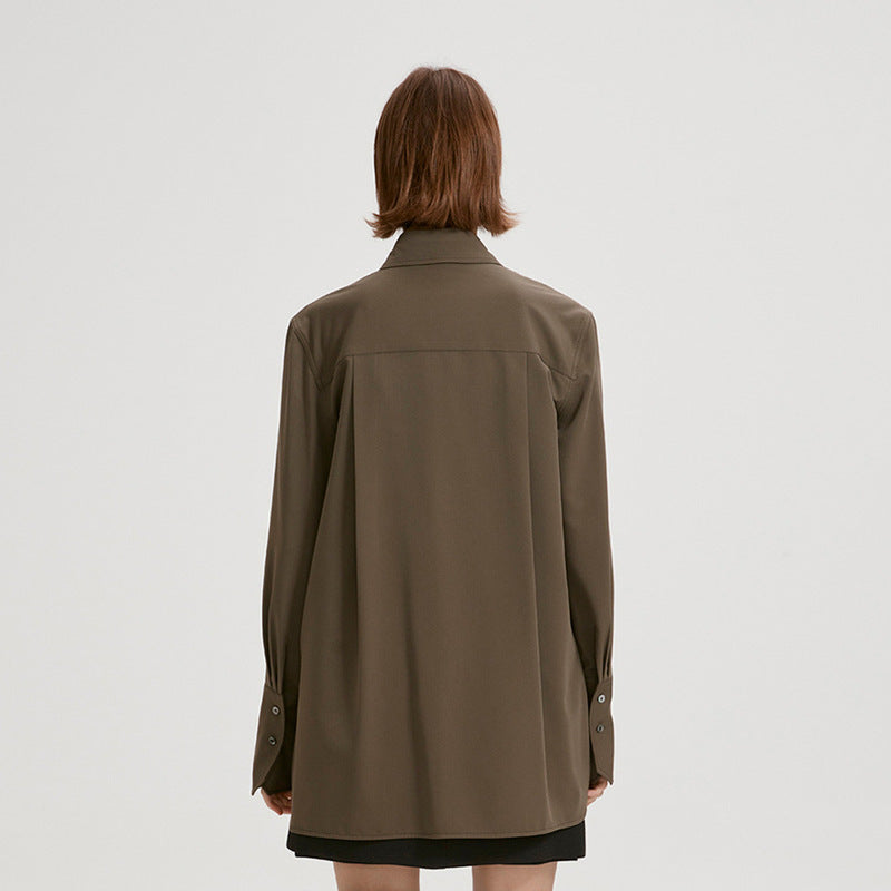 Kvindernes oversized skjorte bluse med fremtrædende krave Stilla