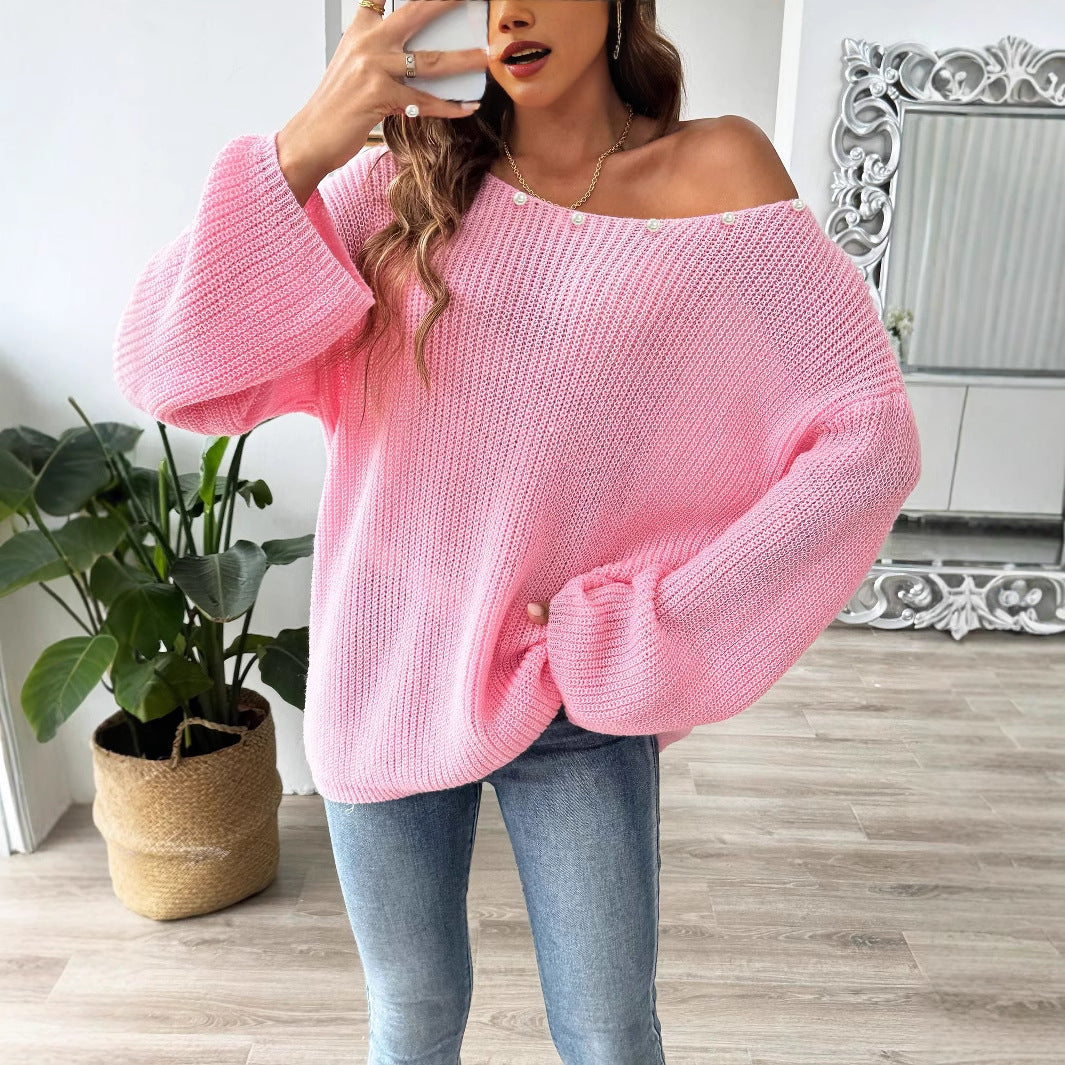 Dame Oversized Pullover med diskret perleprydning Stilla