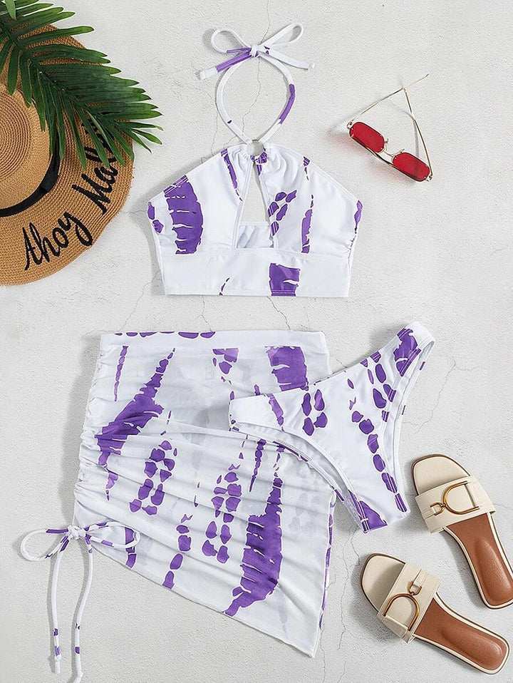 Dame bikiniset med trendy top og stilfuld omslagsskjørt Stilla