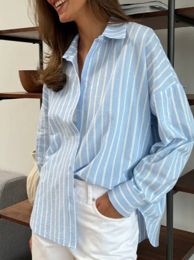 Damer casual stribet skjorte med oversized pasform Stilla