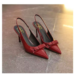 Dame Slingback-Pumps med elegant sløjfe-detalje og flot glans Stilla
