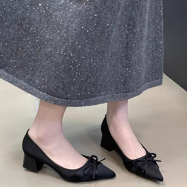 Dame elegante pumps med sløjfedetalje og blokhælhæl Stilla