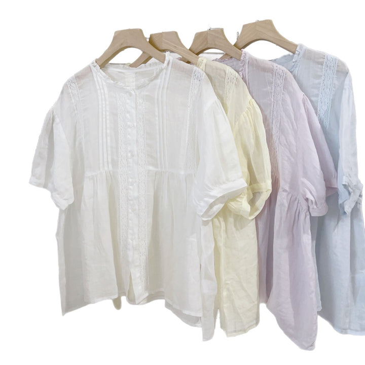Femme Let Tekstureret Knap-Bluse Stilla