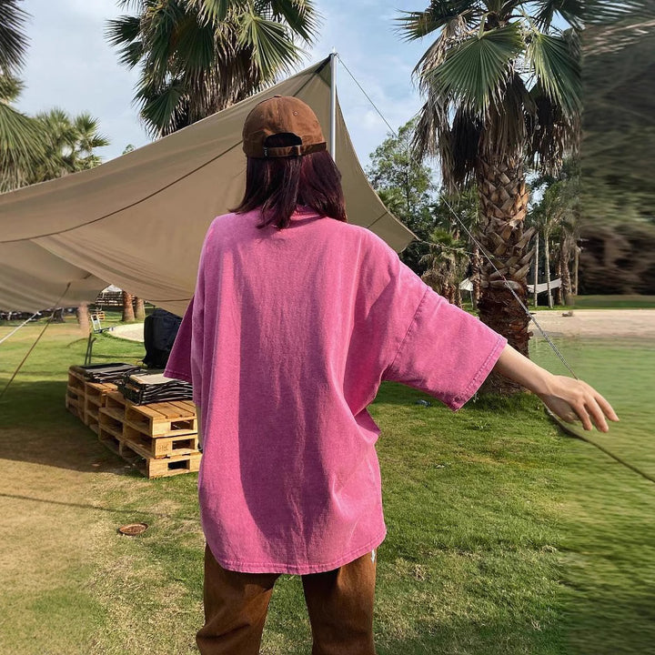 Dame Oversized T-shirt med kreativ tekst og afslappet pasform Stilla