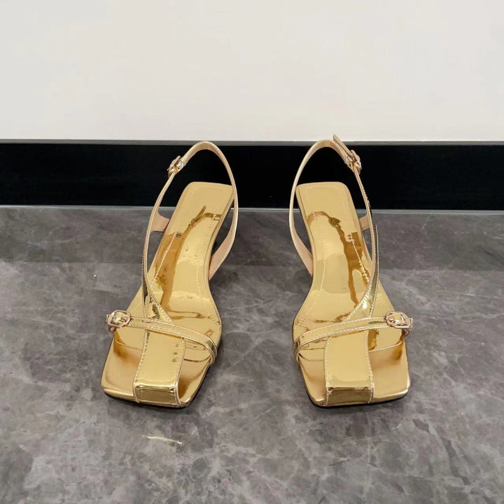 Dame Elegante Slingback Højhælede Sandaler med Fyrkantet Tå-Design Stilla