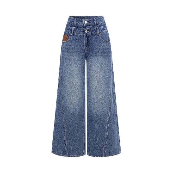 Dame mode højtaljede jeans med bred ben Skovae