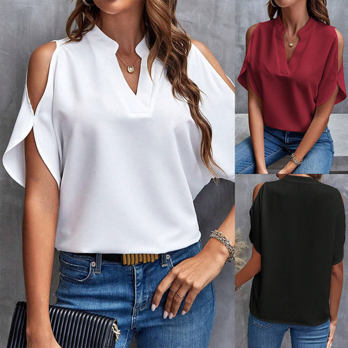 Kvinders elegante bluse med udskåret ærmedesign og fashionable stående krave Stilla
