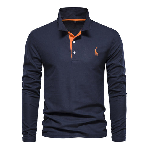 Herre Lange Ærmer Poloshirt med moderne Kontrastkrave og kvalitets bomuldsblanding Stilla