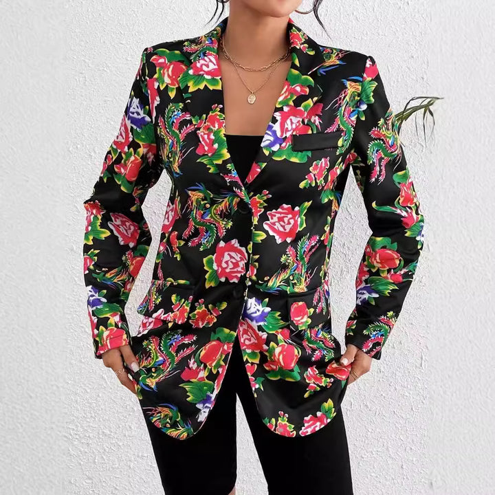 Dame blazer i blomsterdesign med elegant snit Stilla