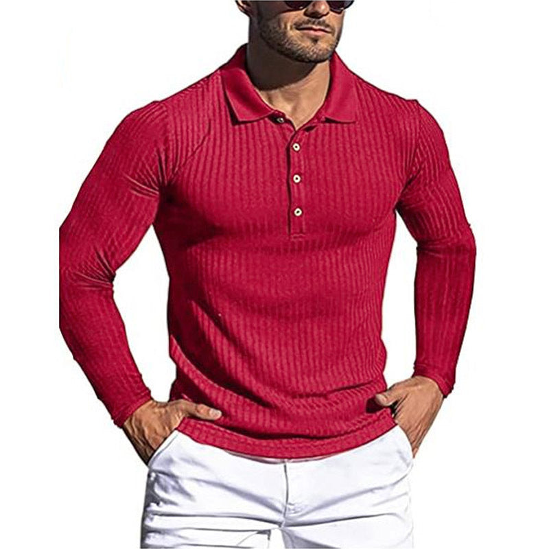 Herre struktureret langærmet polo shirt Stilla