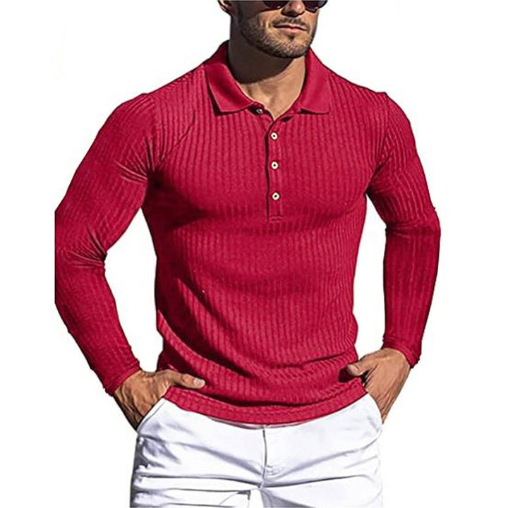 Herre struktureret langærmet polo shirt Stilla