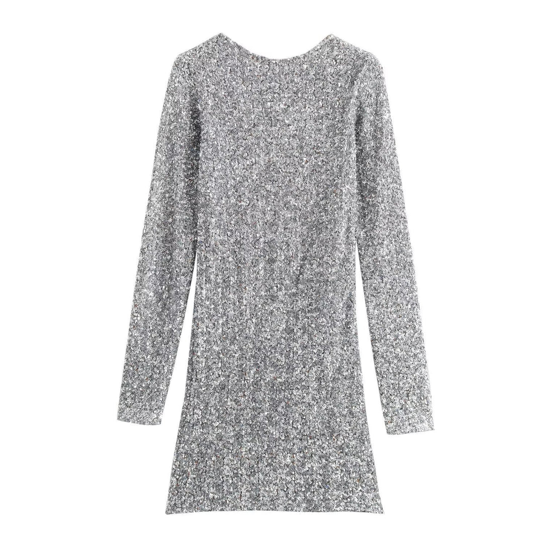 Femme Sparkling Langærmet Bodycon Kjole Stilla