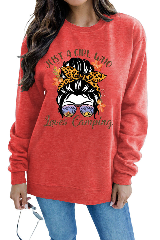 Kvinders sweatshirt med kunstnerisk campingmotiv Stilla