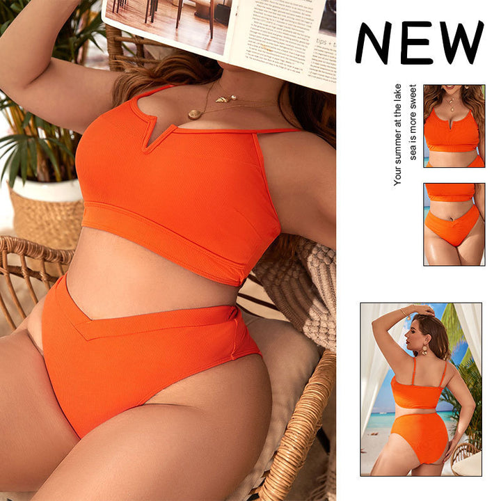 Damehøjskåren bikini sæt med trendy top Skovae