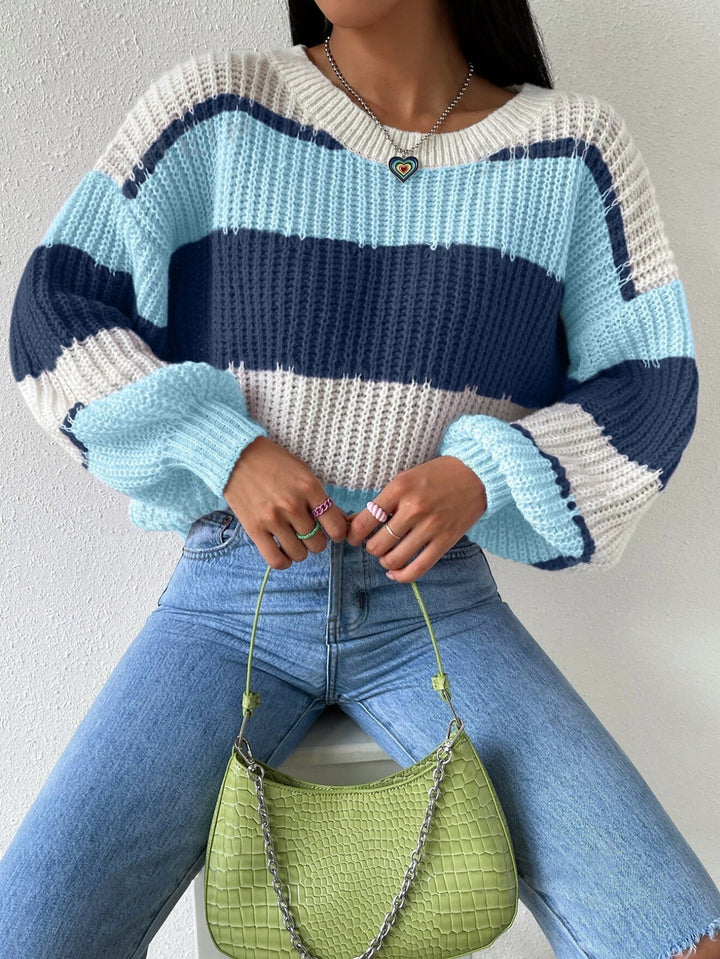 Stilla | Pullover Pullover Grovstrik Overdimensioneret Fit Langærmet Fritid Crew Neck