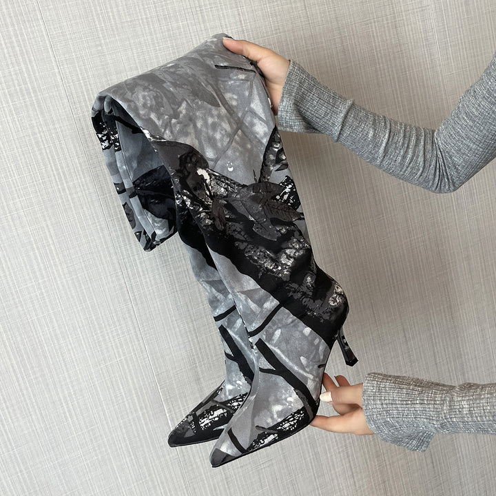 Femme Over-the-Knee Camouflage Stiletto Støvler Stilla