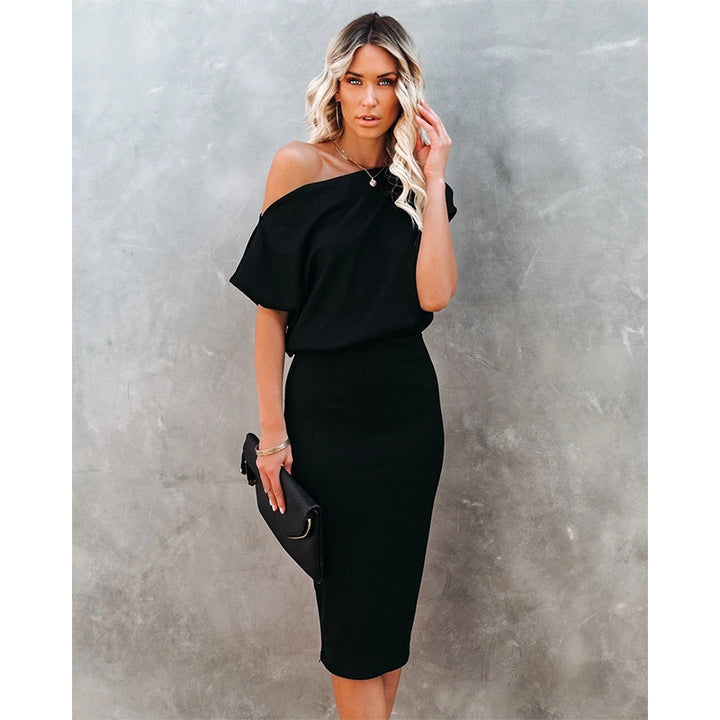 Dame Off-Shoulder Bodycon Midi Kjole Stilla