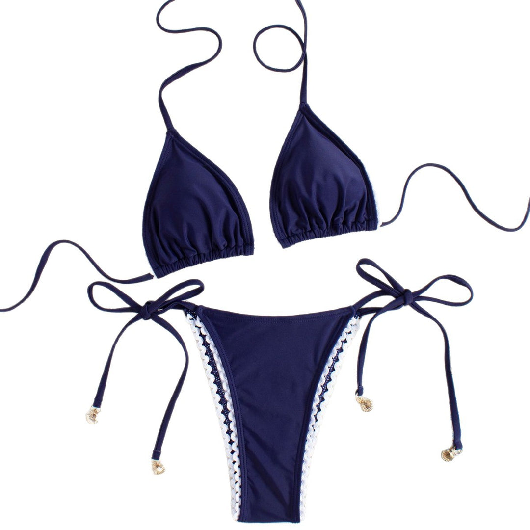 Dame Triangel-Bikini med elegant flæse og lukningsløse detaljer Skovae