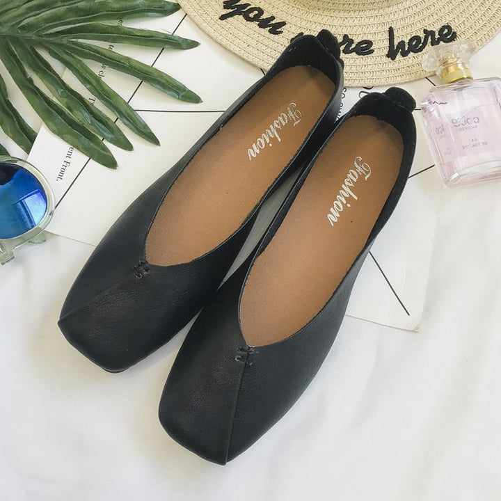 Dame nan firkantet Ballerina-sneakers i blødt kunstlæder med polstret komfortfodbund Skovae
