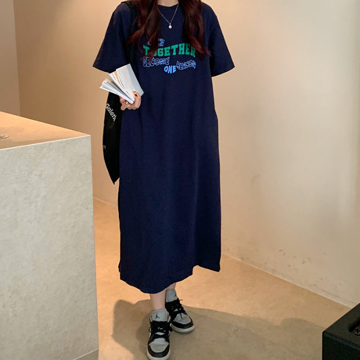 Dame Casual Midi T-Shirt Kjole med legende grafiktryk Stilla