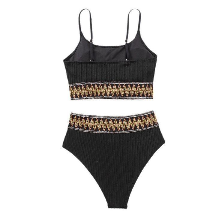 Dame Høj talje Bikini-sæt med moderne Crop-top og elastisk kant Skovae