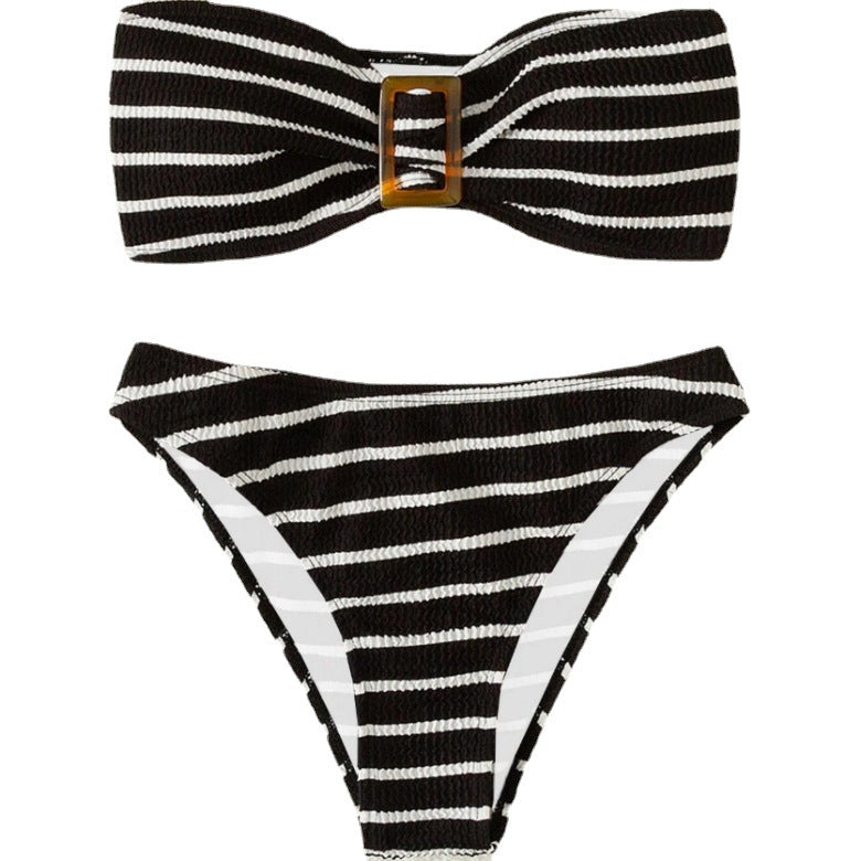 Dame bandeau bikini med fashionable bælte detaljer Stilla