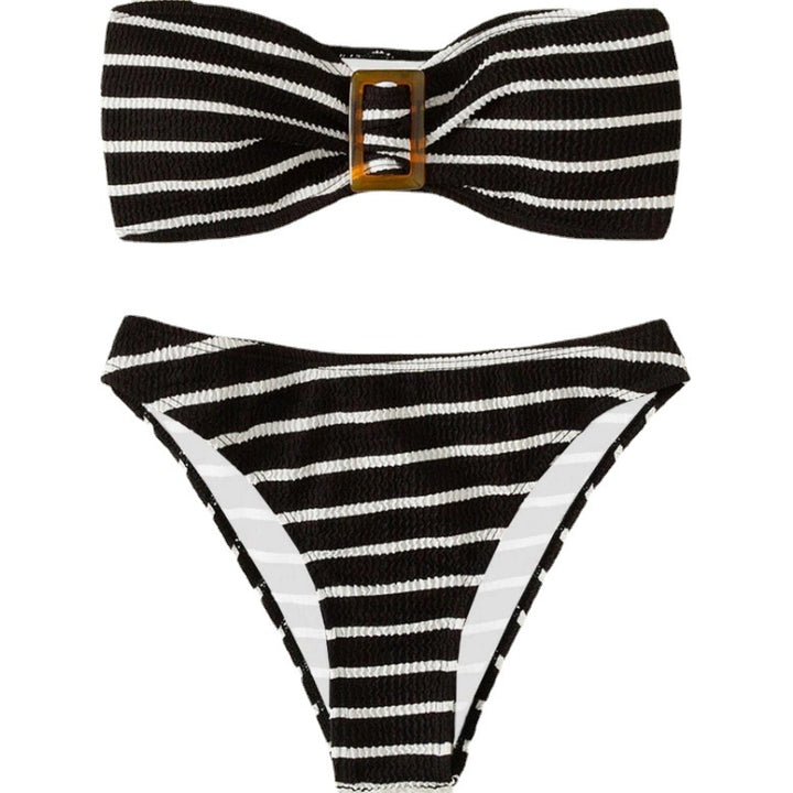 Dame bandeau bikini med fashionable bælte detaljer Stilla