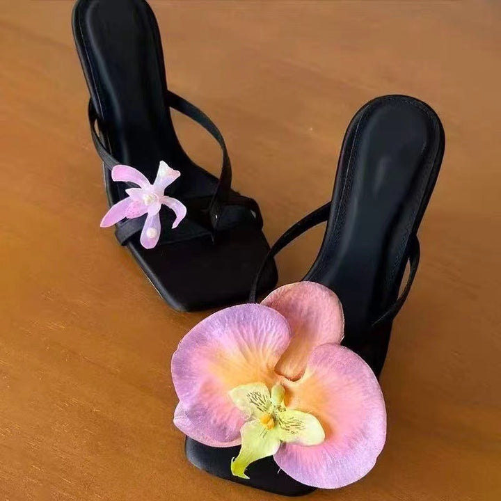 Dame Floral Dekoreret Slingback Hæle Stilla