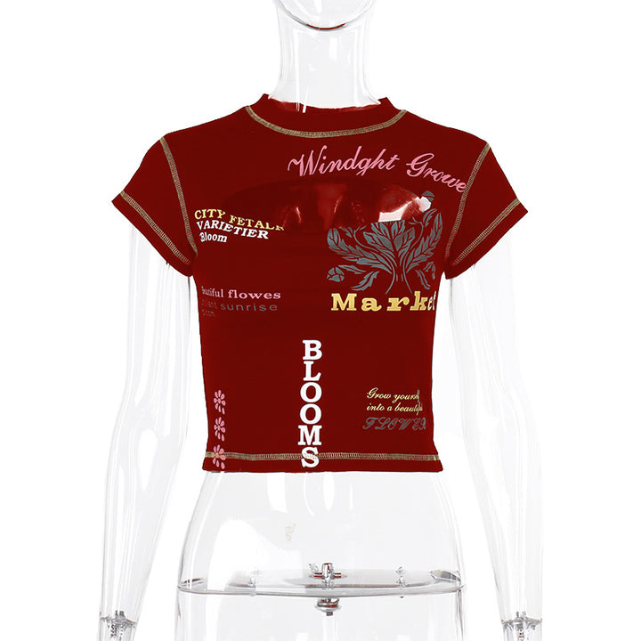 Dame Trendy Crop-Top med grafiske prints Skovae