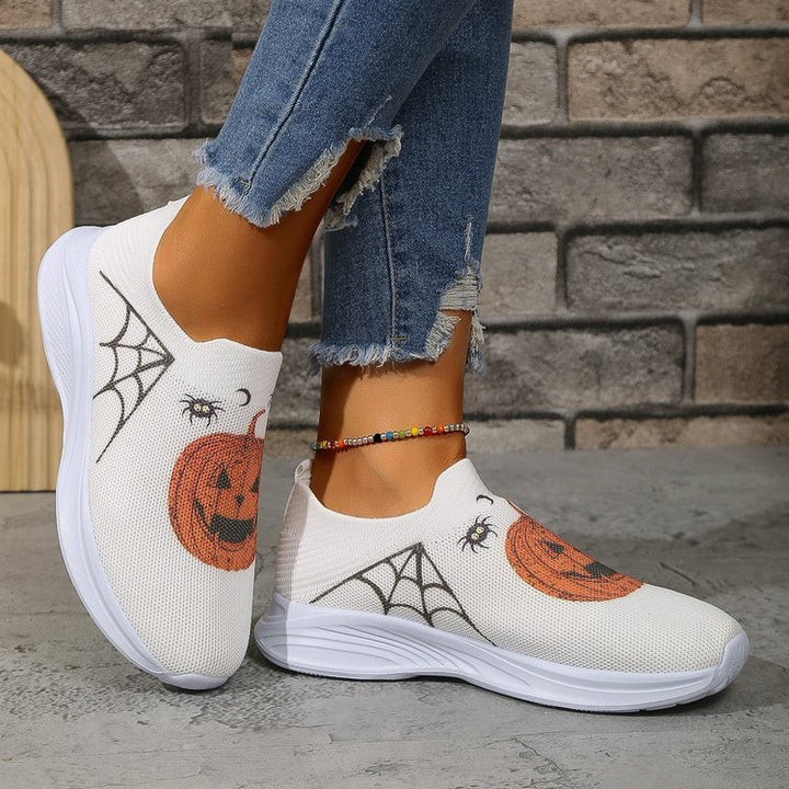 Dame Slip-On Sneakers med Halloween-motiv og åndbart design Stilla