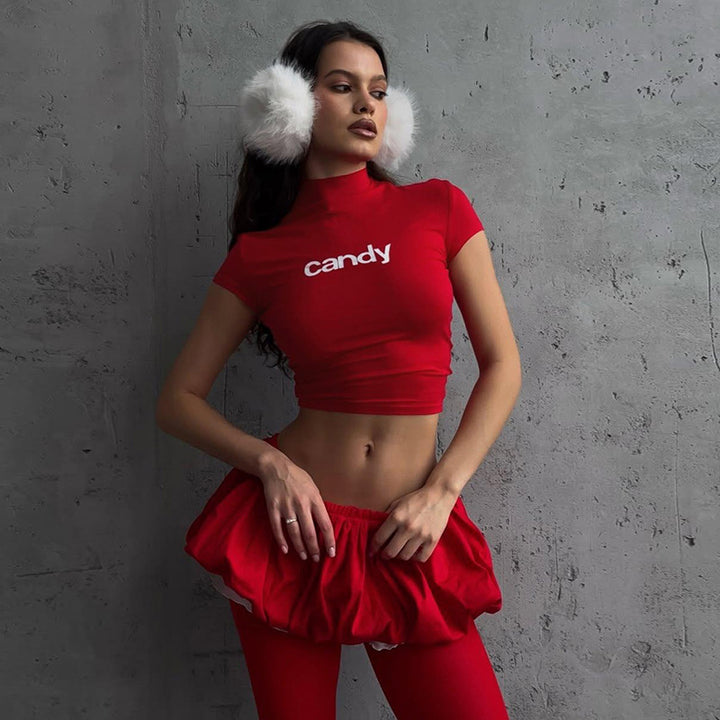 Dame Crop-Top med elegant Volantring Stilla