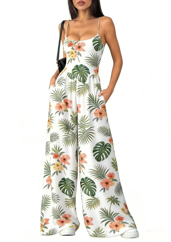 Dame Elegant jumpsuit med geometrisk print og brede ben Skovae