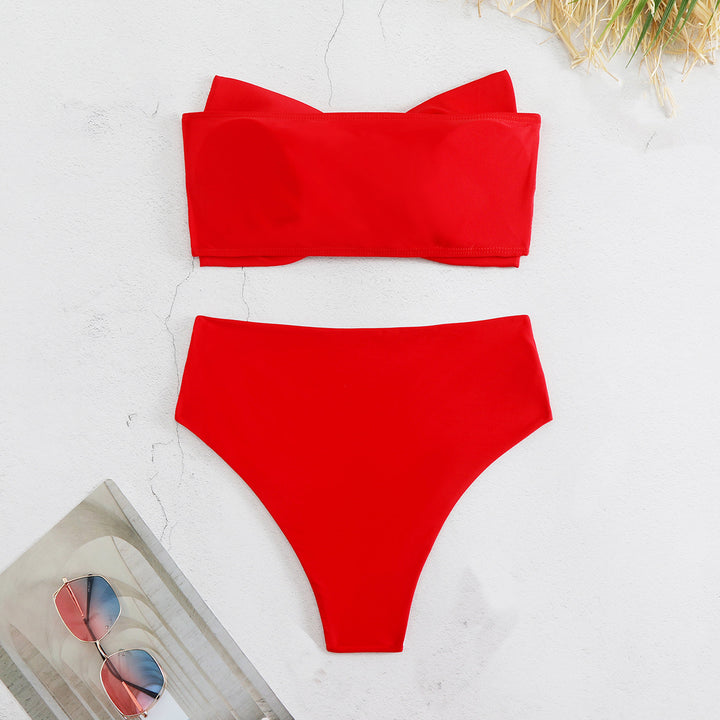 Dame bikini-sæt med smart bandeau-top og højt skåret buks Stilla