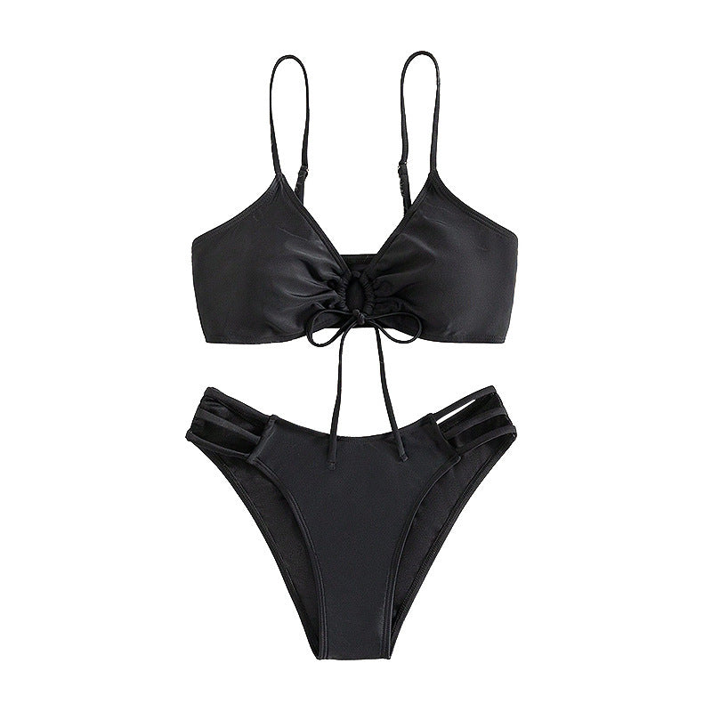 Dame Bikini-sæt med justerbare stropper og kreativ snørredesign Stilla